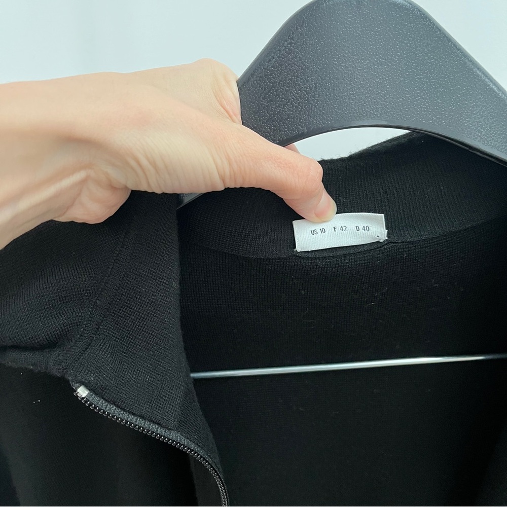 Akris Punto wool stretch knit zip sweater jacket 10 black timeless old money - Picture 6 of 11